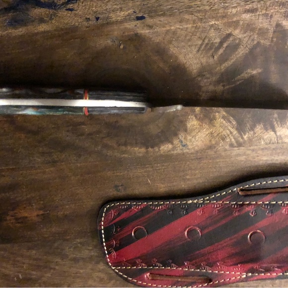 Beautiful Damascus Mini Cleaver/Chopper with Leather Sheath (Bullcutter) - Picture 10 of 10